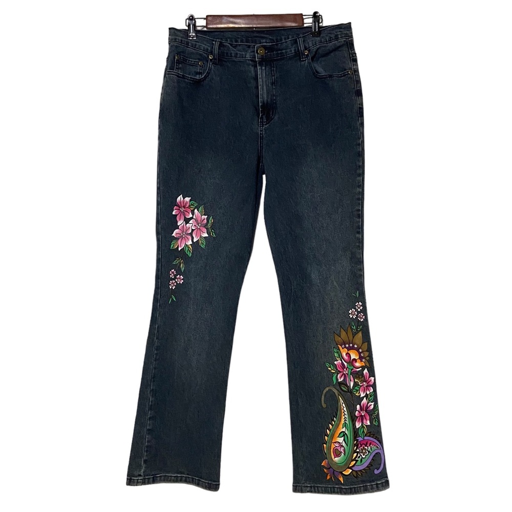 DG2 Paisley And Rhinestone Women’s 10 Hand Embellished Vintage Denim Jeans